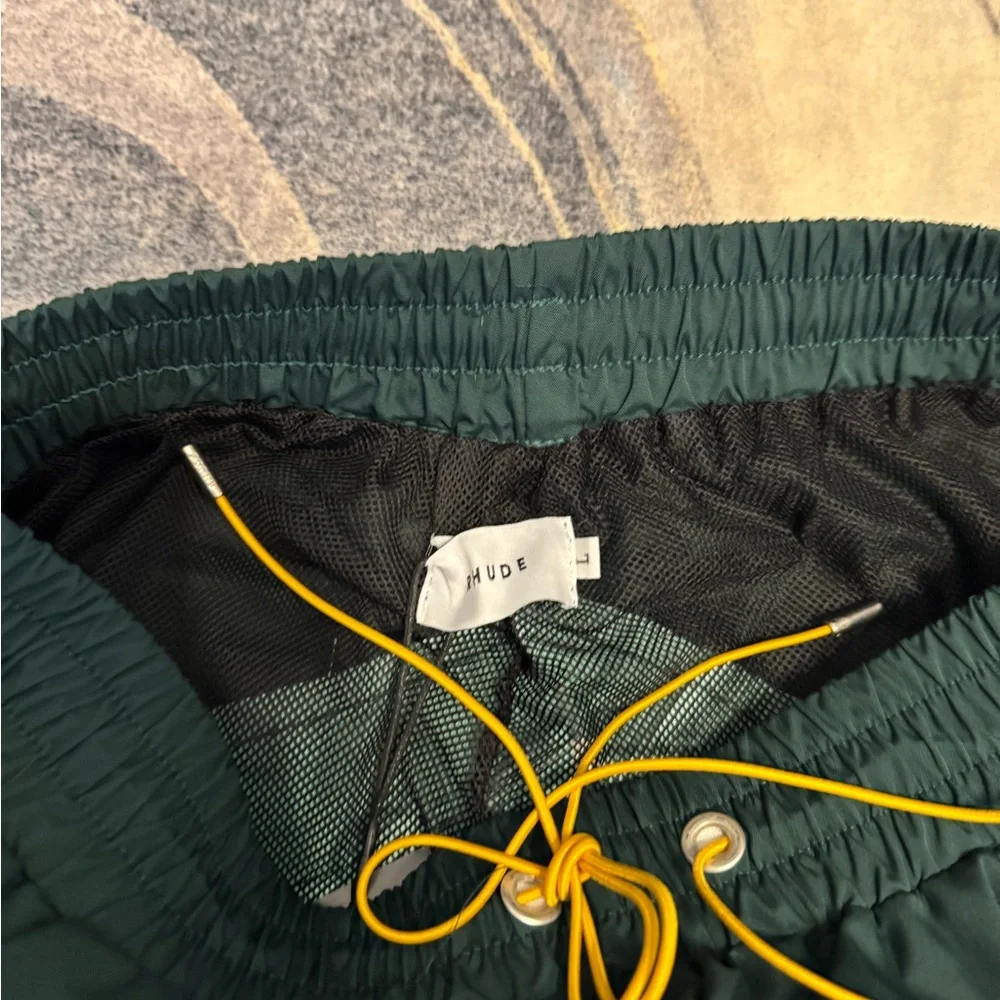 Rhude Green / White Logo Athletic Shorts Size Large